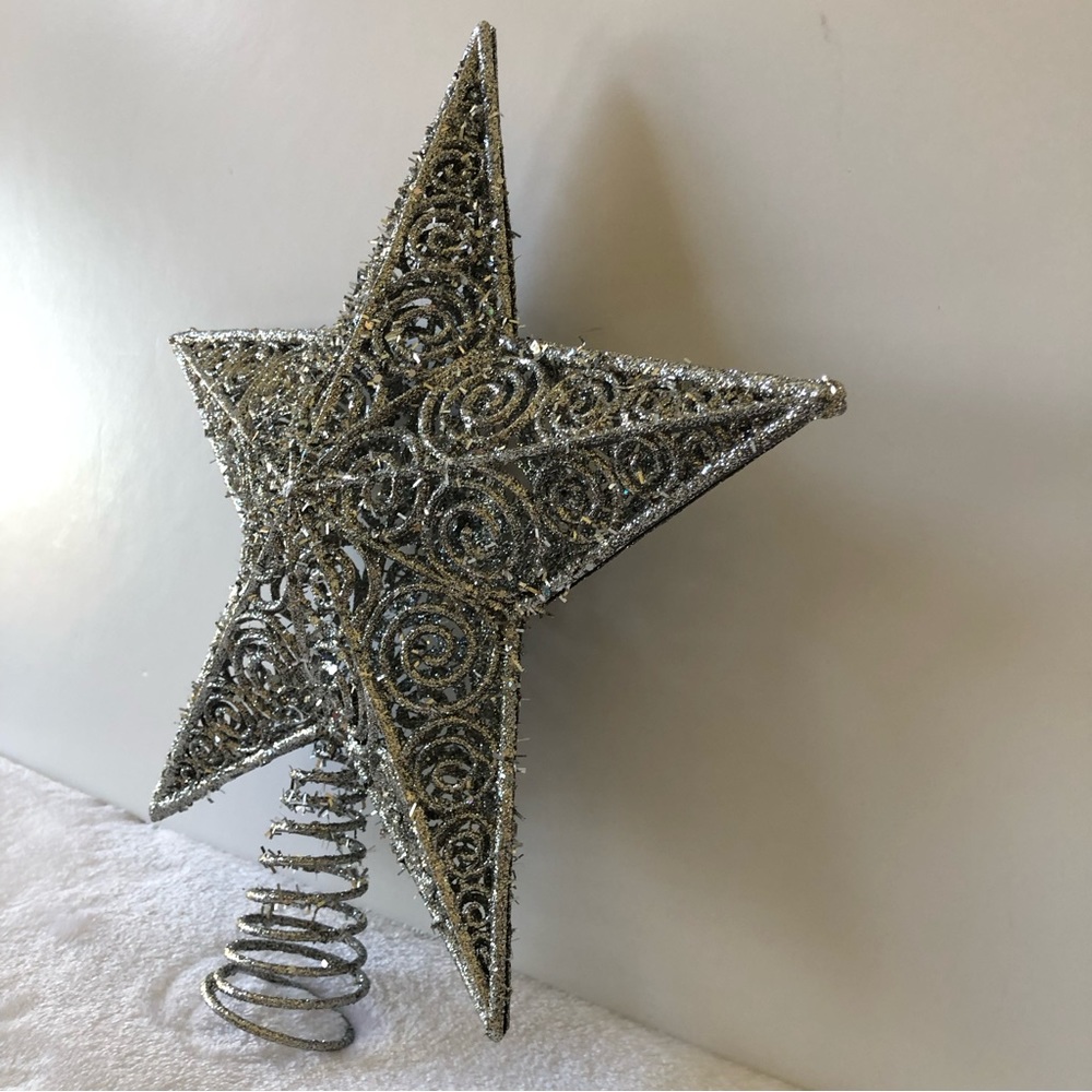 Kurt S. Adler 12 inch Silver Glitter Star Treetop, NWT - Picture 3 of 4